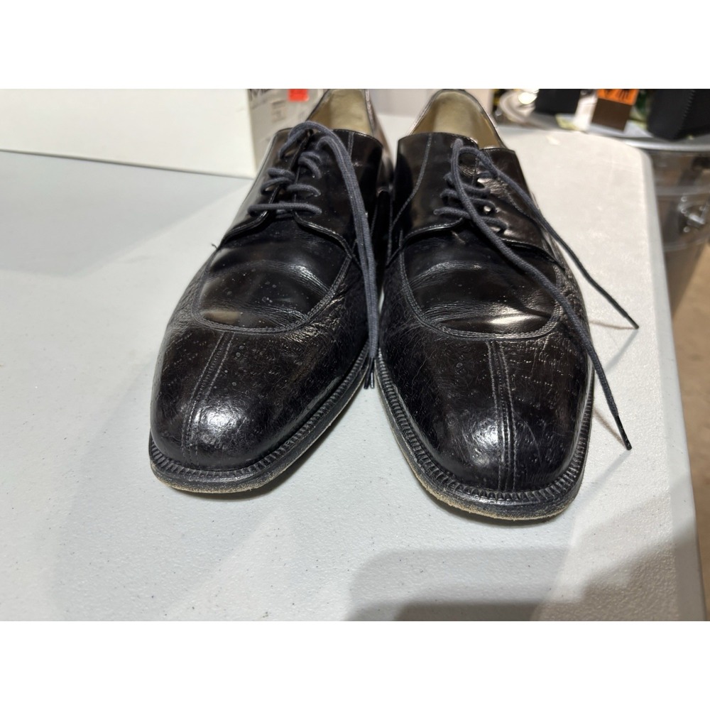 Moreschi mens Black Italian Leather Dress shoes With Laces Size 10.5 Bellagio - Picture 2 of 8